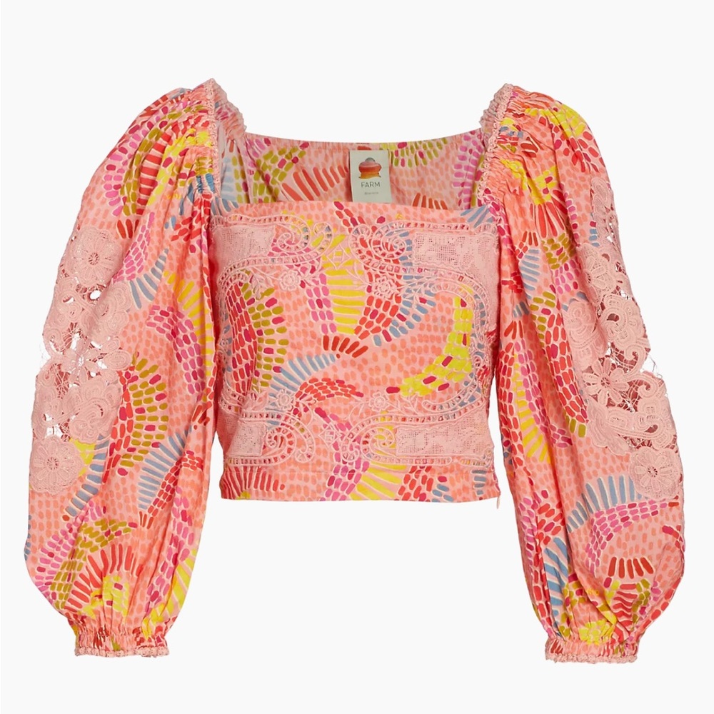 Farm Rio Dotted Bananas Top NWT